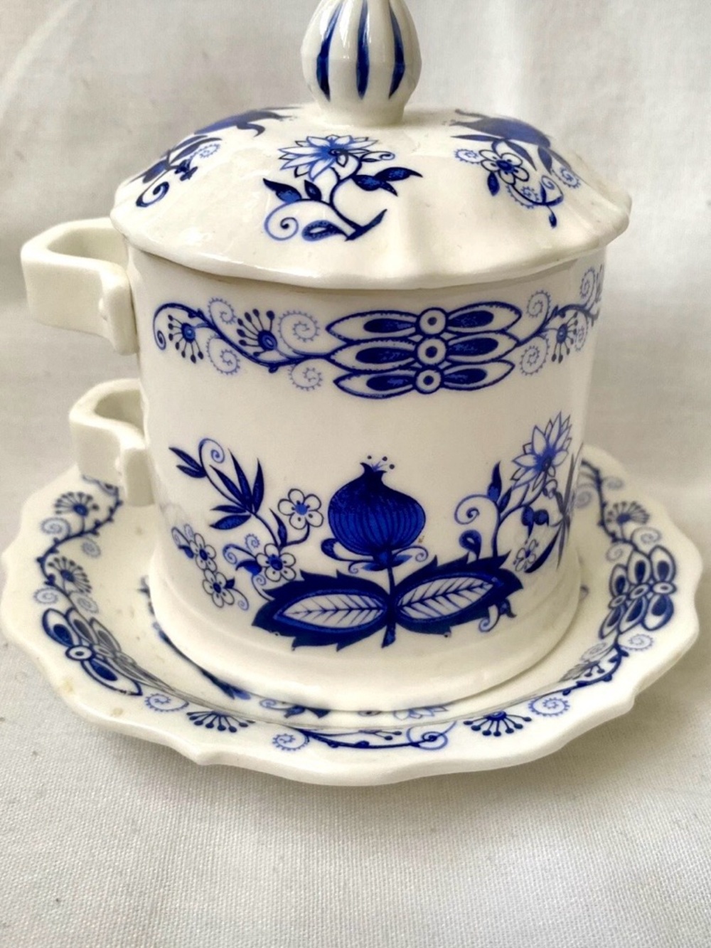 Vintage Vienna Woods Blue Onion Jam/Jelly Jar With Under Plate